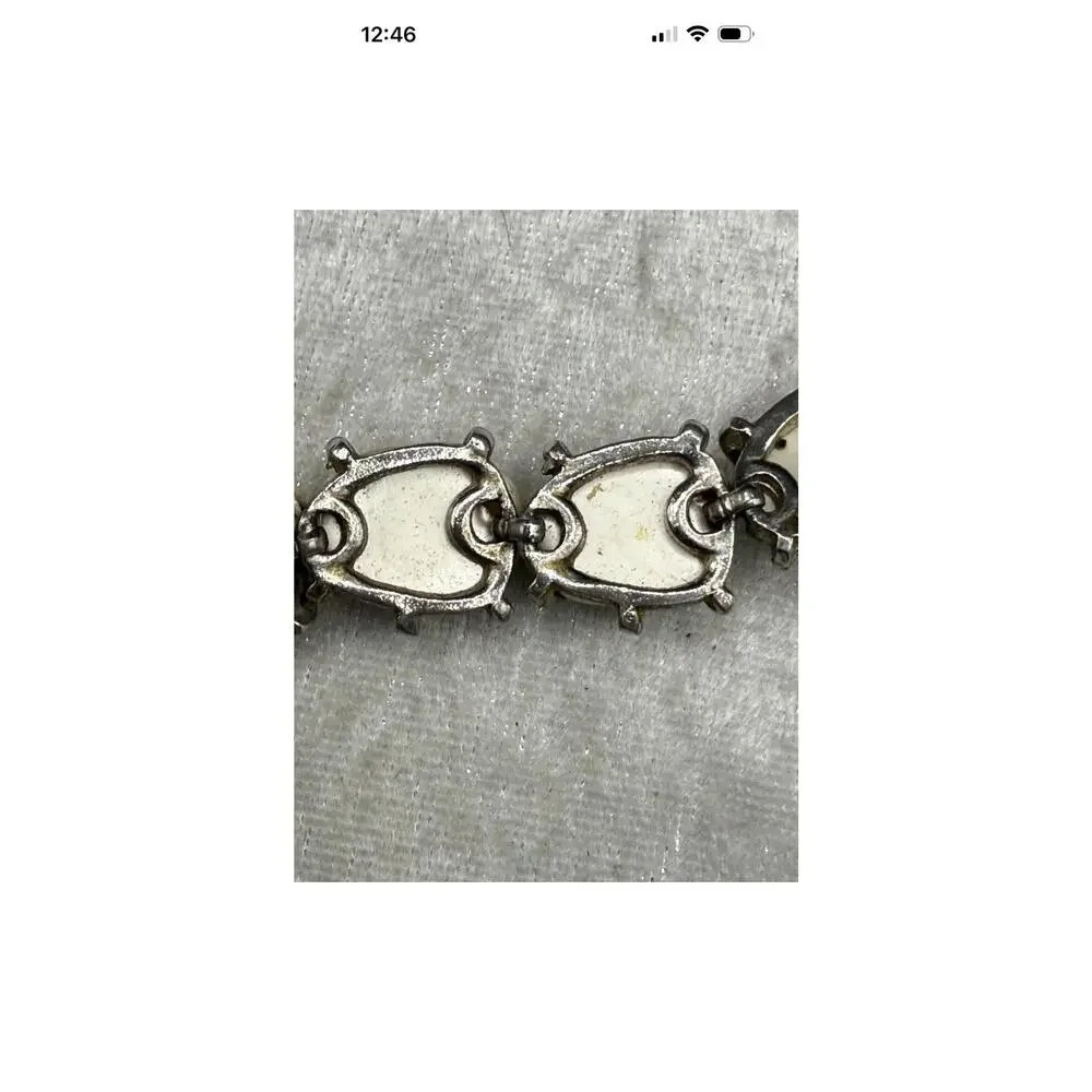 Vintage Faux Pearl Choker Necklace, Chunky Silver Tone High Luster (16